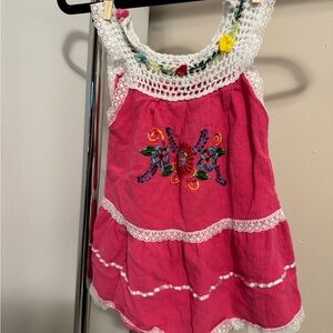 Pink Embroidered Dress with‎ Floral Design lace girls size 3